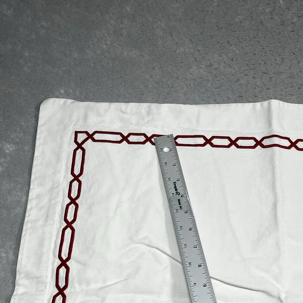 Pottery Barn Set Standard Pillow Shams White Satin Chain Stitch 100% Cotton